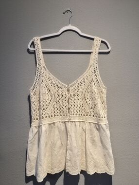 Women's Cream Crochet Tank Top - Lightweight Summer Layer